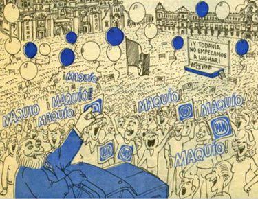 Clouthier: ilustración de campaña. Archivo aportado para el estudio; autoría pendiente.